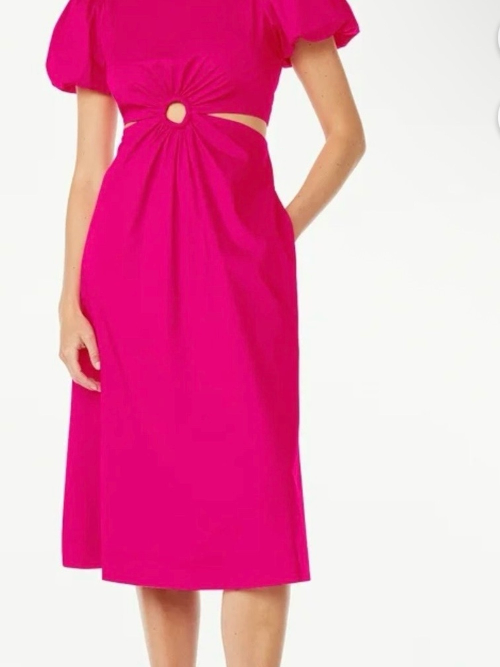 Scoop Women’s cut out Midi Dress with Puff Sleeves, size S (4-6)